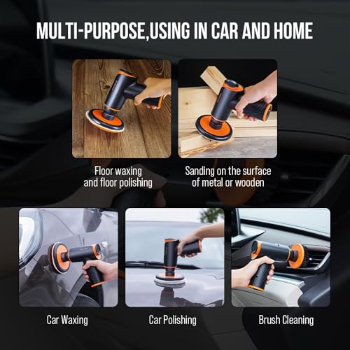 Cordless Electric Sander, Buffer Polisher with 2x2000mAh, Variable Speed 1700—2500 RPM, Car Polisher and Buffers for Car Detailing, Waxing, Polishing, Scratch Removal