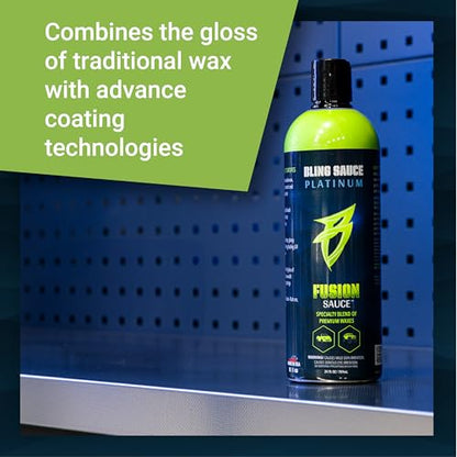 Bling Sauce Platinum Fusion Sauce, Graphene & Ceramic Car Wax Blend, 24oz. | 4-in-1 carnauba, graphene, ceramic and polymer sealant delivers mirror gloss, UV defense and easy wipe-off protection - style: Fusion Sauce