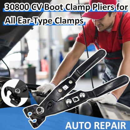 30800 CV Boot Clamp Pliers, 9 in Ear Type Joint Tool | Universal Axle Crimper for Auto ATV Crimp & Remove, Used with Torque Wrench