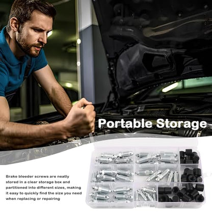 36PCS Brake Bleeder Screw Kit with Dust Cap,Multi-Size SAE & Metric Brake Bleeder Valve Kit Replacement H9403-6 H9410-6 H9406-6 H9402-6 H9407-6,Brakes Bleed Kits with Storage Box - color: Have Cap