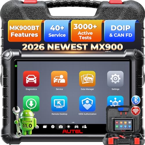 Autel Scanner MaxiChek MX900: 3000+ Active Tests 40+ Service as MK900-BT | 2026 New Ver. of MX808S MK808S, 8 in Bidirectional Tool as MK900BT, All System Diagnosis, 200+ Brands, CAN-FD&DOIP, FCA SGW