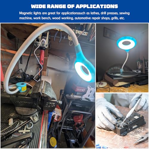 LED Magnetic Work Light with Ring-Shape for Sewing Machine | Flexible Gooseneck, For Lathe Drill Press Workshop - style: Magnetic Light-Ring