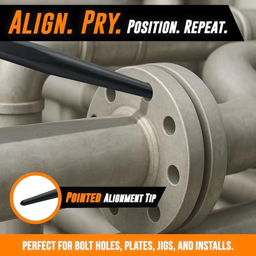 Mutt Tools 14 Inch Alignment Pry Bar Heavy Duty Sleever Bar | 14 Inch, Forged Steel, Compact, Sleever Bar, Tapered Point - size: 14 Inch