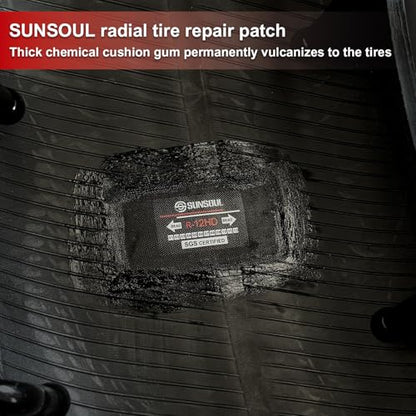 SUNSOUL 10Pcs Radial Tire Patches, 4.73" x 2.75" Heavy Duty Tire Patches | 3 Size Options, Large Rectangular Bonding Area, Permanent Seal, Fits Car Truck, Bus, Tractor & Agricultural Vehicles - size: 4.73*2.75