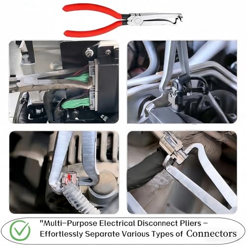 4-in-1 Automotive Clip Pliers Set, Electrical Disconnect & Connector Removal Tool Kit with Straight & 60° Angle Pliers, Separator & Hose Clamp Plier for Car Truck SUV Repair, Mechanics & DIY