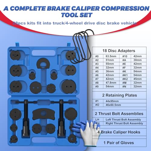 Heavy Duty Disc Brake Piston Caliper Compressor Wind Back Tool Universal Sets for Brake Pad Replacement with Hanger Hooks-28 Pieces - color: Blue Black