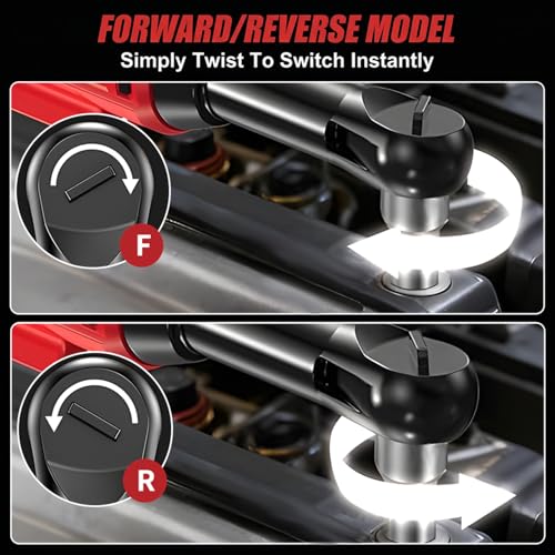 21V Cordless Electric Ratchet Wrench Set 3/8", 60 Ft-Lbs Torque, 400 RPM Variable Speed Power Ratchet with 2×2.0Ah Batteries, Extended Neck, 7 Sockets, 1/4" Adapter & Extension Bar