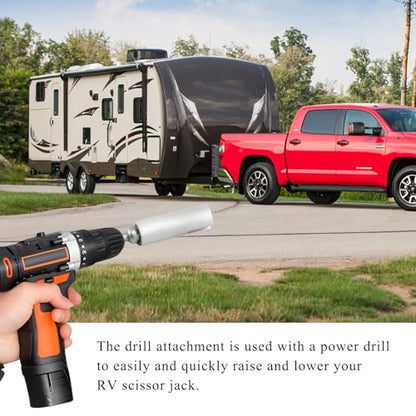 KVAEY Scissor Jack Slotted Drill Adapter, Stainless Steel Leveling Scissor Jacks T-Slot Drill Attachment, Slotted Drills Kit with 2 Adapter Bits for Pop-up Camper C-Jack Stabilizing Jack