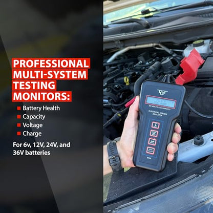 Professional Battery Tester for 6V 12V 24V 36V Systems – Digital Load Tester for Car Automotive Alternator & Starter Analyzer with Bluetooth Printer – B500 by Tech Professional Service Tools - style: B500