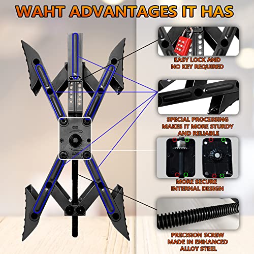 Camper X-Shaped Wheel Chock Stabilizer, 2 Sets RV Stabilizer Wheel Chock Scissor, X Chocks Wheel Stabilizer for Travel Trailer Allow Drill Adjust with Hex Socket, Tool Kit and Password Locks-Black - color: black