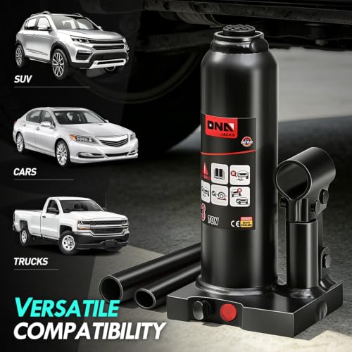 DNA Motoring 3 tons / 6000 lbs Lifting Automotive Welded Hydraulic Bottle Jack for Car SUV Pickup Truck, Auto Repair, with Manual Handle & Carrying Storage Case, Black - color: black, style: 3 ton