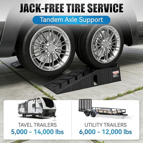 16,000 lbs Stackable Car Ramps, 50% Space-Saving Nestable Car Lift Ramp for Oil Change, Heavy Duty Vehicle Service Tire Lifts for Garage, 2-Pack