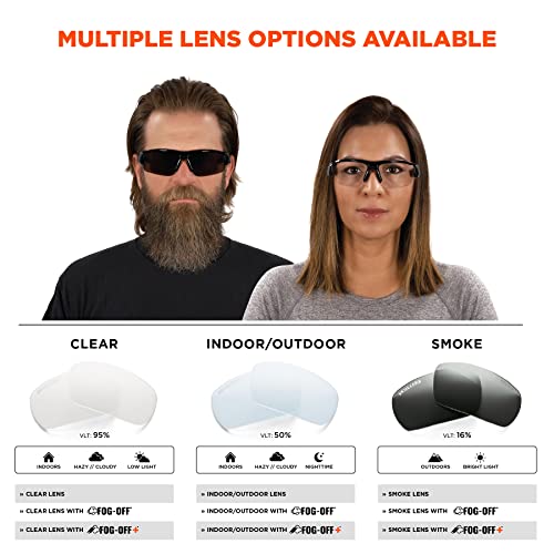 Ergodyne Skullerz DAGR Anti Scratch Safety Glasses, Anti-Fog, ANSI z87.1 - color: Smoke Lens