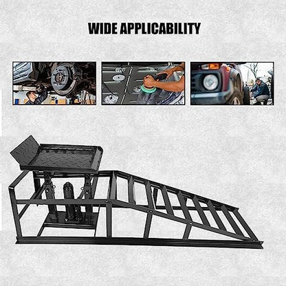1 Pack Automotive Car Service Ramp 5T 10000lbs Low Profile Car Lift Service Ramp Truck Trailer Garage 5 Tons, Hydraulic Vehicle Ramp - color: Black, size: 1 Pack