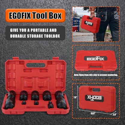 1/2" Impact Axle Nut Socket Set 10 Pieces, Drive Deep CR-MO 6 Point 30,31,32,33,34,35,36mm Metric Socket, with 3/8" - 1/2" Socket Adapter Set, Universal Joint Socket - size: 30-36mm, style: 1/2”Socket Set