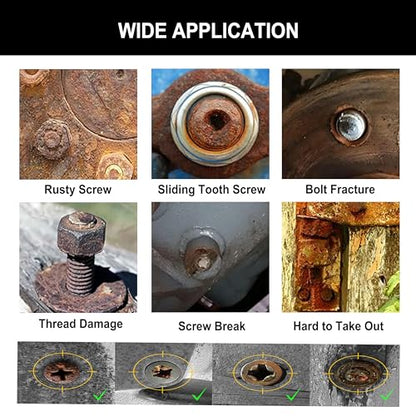 15PCS CR-MO Screw Extractor Set – 3/8" Hex Drive Multi-Spline Easy-Out Kit for Broken, Stripped, Rounded Screws/Bolts, Broken Bolt Remover，Includes Adapter & Blow-Molded Case (1/8"-1/2") - color: 15pcs-screw Extractor