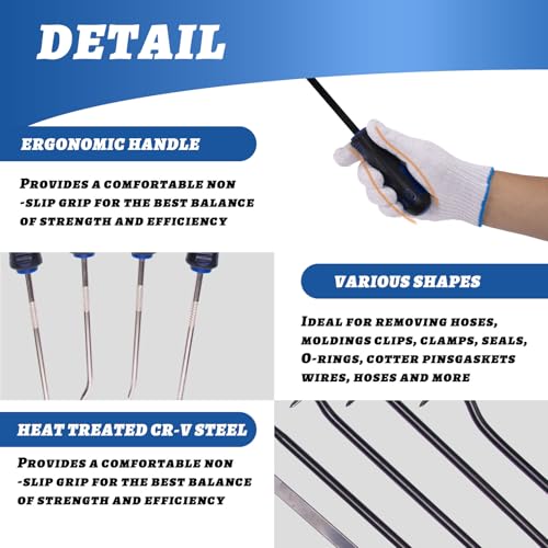 17Pcs Mechanic Tool Set Car Panel Removal Tools Pick and Hook Set | Clip Removal Tool Automotive Trim Removal Tool Magnetic Pickup Gasket Scrapers for Auto Interior Stereo Off-Road Rig Repairs