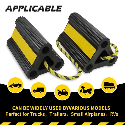 RV Wheel Chocks for Trailers Camper Trucks and Small Aircraft Wheel Chock 4Pair8Pack Wheel Chock Block with 3 Reflective Strips Versatile Heavy Duty Solid Rubber Wheel Immobilizers & Chocks - size: 6.21"4pair8pack