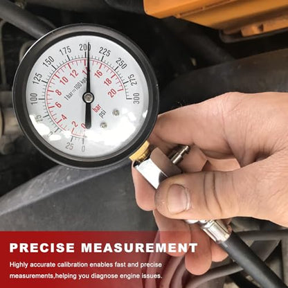 Petrol Engine Cylinder Compression Tester Kit, 0-300 PSI Auto Small Engine Compression Tester Set, Professional Cylinder Pressure Gauge w/Adapters for Car Motorcycle
