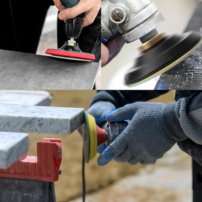 XKDOUS 13pcs Diamond Polishing Pads Set,50-8000 Grit Pads,Wet/Dry Granite Polish Kit with Backer Pad for Drill Grinder Rock Polisher Granite Marble Stone Concrete Tile Tools