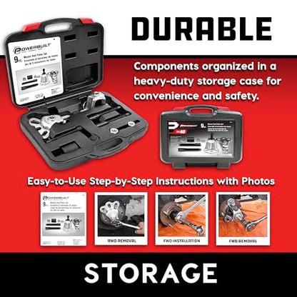 Powerbuilt Master Hub Puller Tool Set, Remove and Install Car Wheel Hubs and Axels, Ford and Mercury, Front-Wheel or Rear-Wheel Vehicles - 648608 - style: 9 Piece