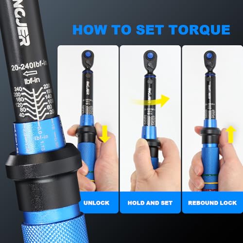 Torque Wrench, UPGRADE 1/4 Torque Wrench, Mini 20-240in.lb | 2.3-27.1Nm,±3% Precision Dual-Direction, Adjustable 72 Tooth Torque Wrench Bicycle for Bike, Professionals & DIYers - size: 1/4inch 20-240in.lb