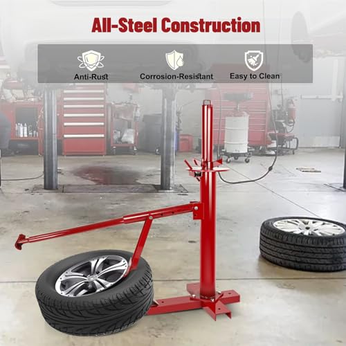 Manual Tire Changer for 8"-16" Tires, Portable Hand Bead Breaker Tool | Heavy-duty steel construction with a stable X-base for secure tire mounting and easy operation