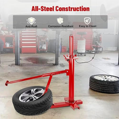 Manual Tire Changer for 8"-16" Tires, Portable Hand Bead Breaker Tool | Heavy-duty steel construction with a stable X-base for secure tire mounting and easy operation