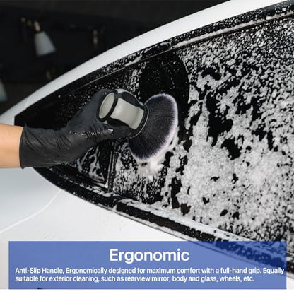 Curveball Detail Brush, Car Ultra Soft Bristles Detailing Brushes, 4PCS Professional Auto Cleaning Brush, Covers Large Area Inside or Outside Vehicles, Exterior Interior Brush- Gray - color: Gray