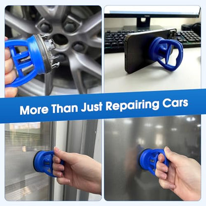 Car Dent Puller, Effortless Dent Removal Tool Kit with Strong Adhesive Glue Sticks & 100W Hot Glue Gun, Trim Removal & Air Wedge, Paintless Dent Repair for Auto Door Dings, Hail or Hood