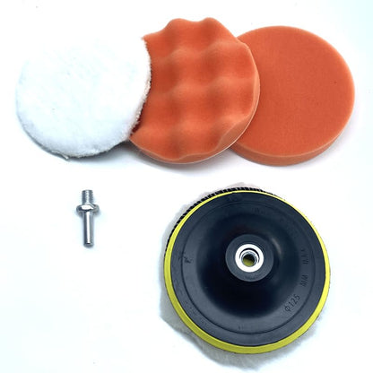 5 Inch Buffing Polishing Pads 6 Pcs Car Detailing Waxing Kit Foam Wool Polish Set for Automotive Body Repair & Paint Correction