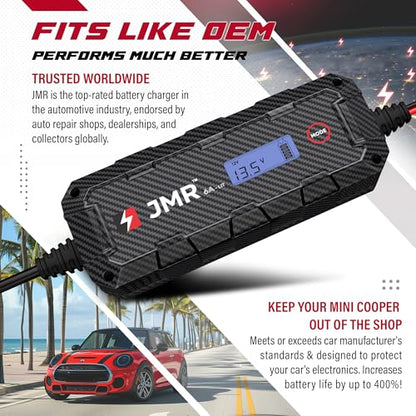JMR 12V Battery Charger for Mini Cooper, 12V Cig. Port, Add Lithium Mode | Trickle Charger Conditioner Maintainer For Countryman Clubman Coupé Roadster Paceman Convertible Hatch Hardtop All Models - size: Add Lithium Mode