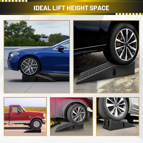 HOXWELL Portable Car Ramps for Oil Changes High Lift, Heavy Duty Plastic Low Profile Car Ramps for Jack Support, Vehicle Ramps for Garage, 35.63''x12''x8.07'', GVW 13000 LBS, 2 Packs - size: 295AU-2PCS