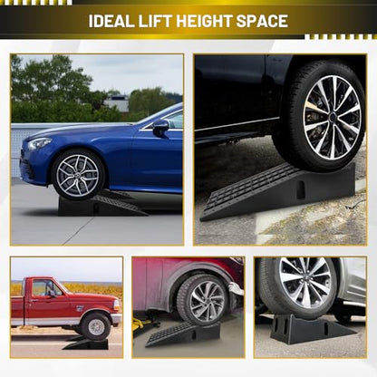HOXWELL Portable Car Ramps for Oil Changes High Lift, Heavy Duty Plastic Low Profile Car Ramps for Jack Support, Vehicle Ramps for Garage, 35.63''x12''x8.07'', GVW 13000 LBS, 2 Packs - size: 295AU-2PCS