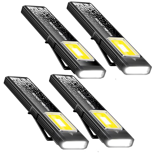RECHOO Rechargeable Flashlights High Lumens 4Pack, Magnetic EDC Flashlight with Clip, 8 Modes Powerful Pocket LED Flashlight, Waterproof Portable Flat Flashlights for Home Camping Emergency - color: Black, size: 4 Pack
