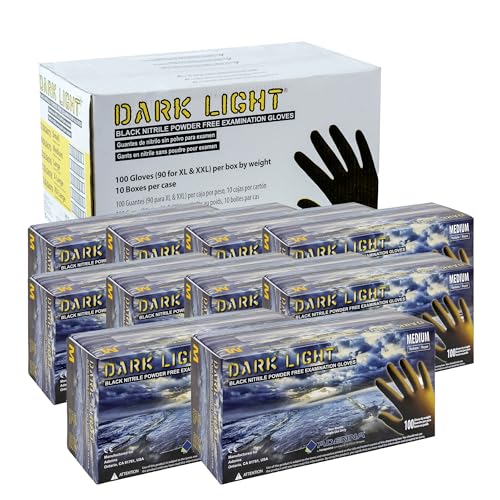 Adenna Dark Light Bulk Disposable Nitrile Gloves – 9 Mil, Heavy Duty Work Rubber Glove with Textured Grip, Non-Latex & Powder Free, Case of 1000, Medium, Black - size: Medium (Case of 1000)