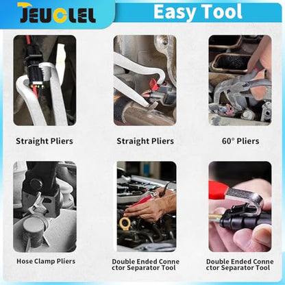 4PCS Professional Electrical Disconnect Pliers for Cars‌, Automotive Electrical Connector Separator Tool, ‌Hose Clamp Pliers, Electrical Plug Pliers‌ & ‌Connector Removal Tool‌ Kit - size: 4Pcs（Black & Red）