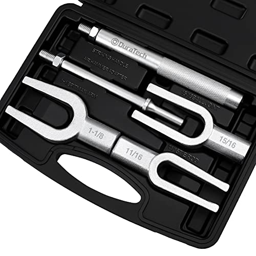 DURATECH 5-Piece Ball Joint Separator Set, Pickle Fork Tool Set | Tie Rod Removal Tool, 1-1/8", 15/16", 11/16", Ball Joint Fork for Cars and Light Vans, Air Hammer Compatible, with Suitcase