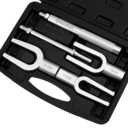 DURATECH 5-Piece Ball Joint Separator Set, Pickle Fork Tool Set | Tie Rod Removal Tool, 1-1/8", 15/16", 11/16", Ball Joint Fork for Cars and Light Vans, Air Hammer Compatible, with Suitcase