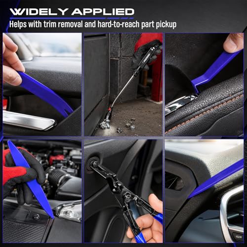 17PCS Pick and Hook Tool Set with Magnetic Pickup Tool, Trim Removal Tools, Clip Removal Plier, Fastener Removers and Gasket Scraper for Automotive, O-Ring, Gasket, Hose, Panel Removal and Car Repair - color: 17PCS Full Removal Tool Kit