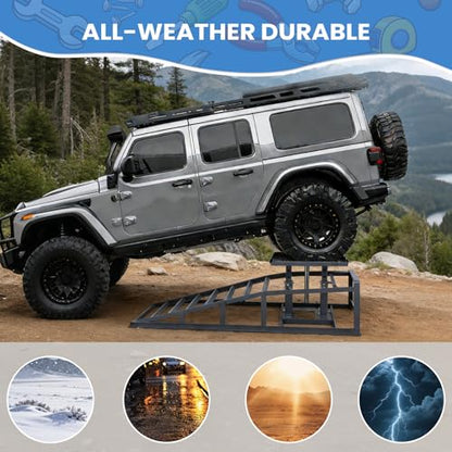 Generic 2 PCS Low Profile Car Lift Service Ramps Adjust Heights 9.8-15in Low Profile Hydraulic Car Ramps 5T/11000LBS Capacity for Home Garage Maintenance Oil Changes