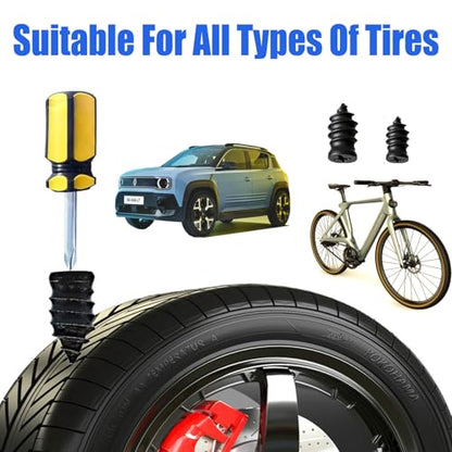 30PCS Tire Repair Rubber Nail, Vacuum Tire Repair Kits Spiral Rubber Nails, with Box and Screwdriver, for car, Motorcycle, Truck, Tractor Tire Puncture Repair