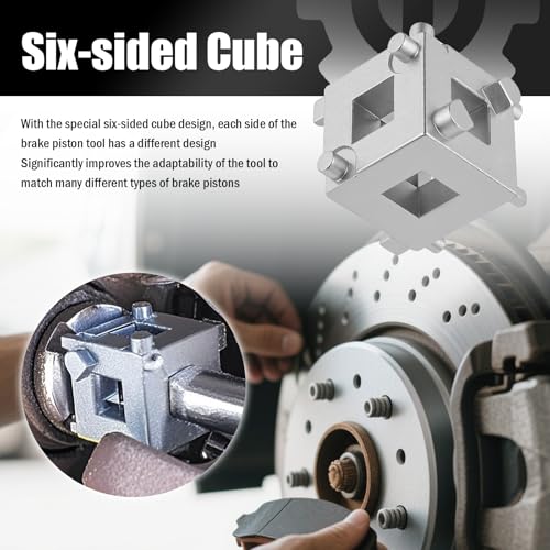Cube Brake Caliper Compression Tool Driven by 3/8" Tool,6-face Car Rear Brake Caliper Tools for Returning Brakes Pistons,Sturdy Disc Brakes Calipers Piston Compressor Tools