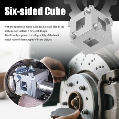 Cube Brake Caliper Compression Tool Driven by 3/8" Tool,6-face Car Rear Brake Caliper Tools for Returning Brakes Pistons,Sturdy Disc Brakes Calipers Piston Compressor Tools