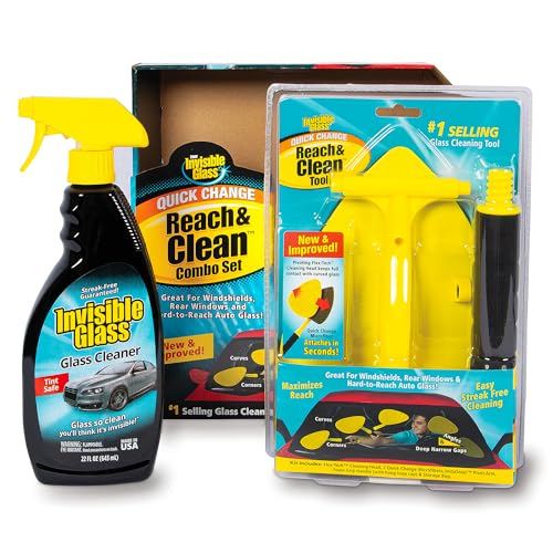 Invisible Glass 99050 Reach & Clean Glass Windshield Cleaner Tool Combo Kit with Premium Spray Glass Cleaner, Extendable Handle, (2) Reusable Quick Change Microfibers, and Storage Bag - style: Spray