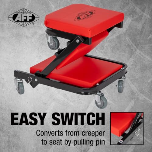 AFF 2-Way Mechanic Creeper & Shop Stool - Heavy Duty Garage Stool with Wheels Converts to Creeper - for Garage & Shop Use - style: 2-Way Creeper Seat
