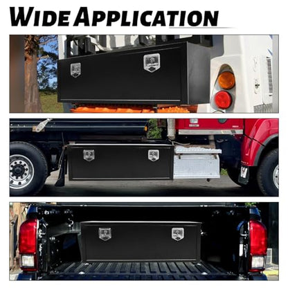 Heavy Duty Steel Plated Underbody Truck Tool Box with T-Handle Lock, Waterproof Tongue Box for Storage with Smooth Surface for Truck, Pickup, RV, Trailer - Black, 48" x 14" x 16" Inch - size: 48" x 14" x 16"