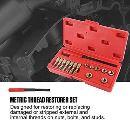 Angchun 15PCS Metric Thread Chaser Set, Thread Repair kit with 7 Taps Thread Chaser Set Universal Metric Thread Restorer Kit with 7 Dies and 1 Thread File Rethreading Kit Universal Rethreading Tool - size: 15PCS