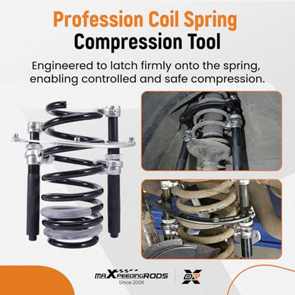 maXpeedingrods 2Pcs Coil Spring Compressor Tool, Heavy Duty Macpherson Strut Spring Compressor Set with Safety Jaws and Holder, Strut Remover Installer Tool for Shock Absorber, Max Load 2645 LB - size: 11 inch