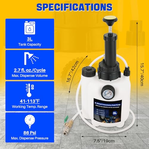 DASBET 3L Transmission Fluid Pump Kit with 12pcs ATF Adapters | Transmission Filler Pump Manual Transmission Fluid Transfer Pump w/ Pressure Gauge Automotive Transmission Dispenser Pump